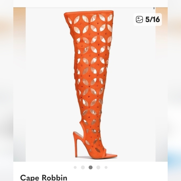 Cape Robbin Shoes - Cape Robbin Orange Cutout Thigh High Boots